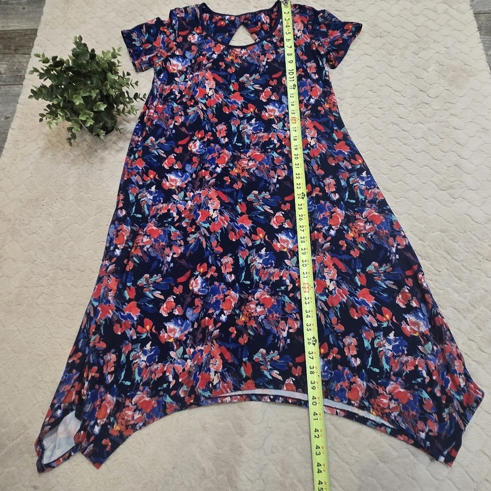 Cuddl Duds Flexwear Blue Floral Swing Cozy Dress, Size Medium - Picture 5 of 7